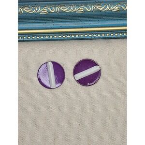 85 Yr Old Arthur Pepper Signed Metal Earrings Purple & White Art Deco FREE $HIP!